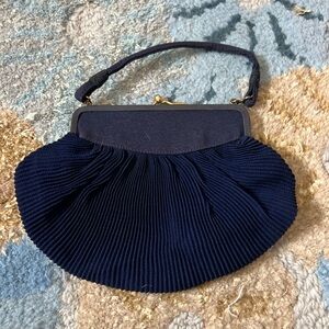 Elegant Navy Blue Pleated Women's Bag